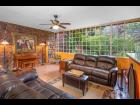 02 Villa Hansen = Spacious Living Room with Fireplace and Courtyard View