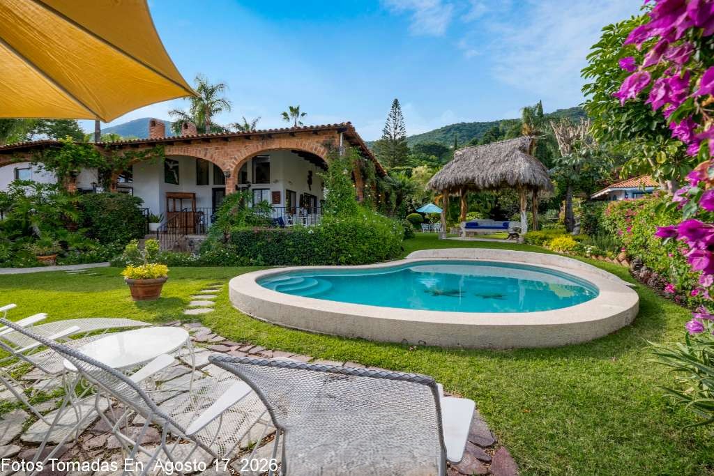 013 -  South Garden with Sun Patio, Shade Palapa and Lake View Hacienda Terrace